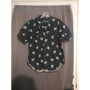 VTG Liz Claiborne LizWear Small  TROPICAL Hawaiian‎ Shirt BUTTON-UP Leaf